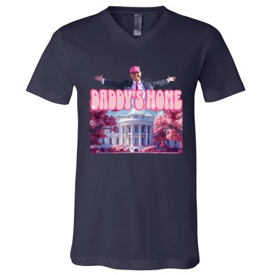 Funny Trump Take America Back DaddyS Home Trump Pink 2024 V-Neck T-Shirt