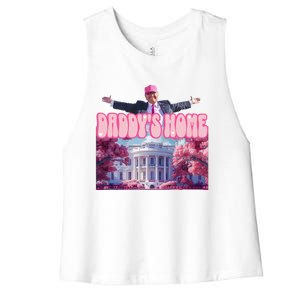 Funny Trump Take America Back DaddyS Home Trump Pink 2024 Women's Racerback Cropped Tank