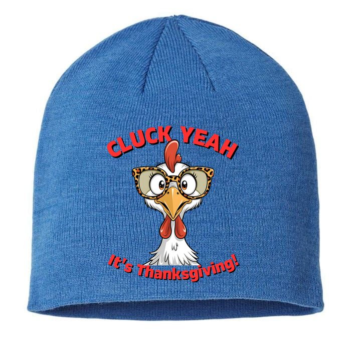 Funny Thanksgiving Turkey Humor Leopard Print Glasses Style Gift Sustainable Beanie