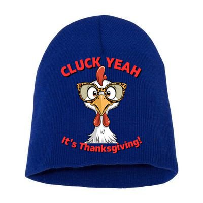 Funny Thanksgiving Turkey Humor Leopard Print Glasses Style Gift Short Acrylic Beanie