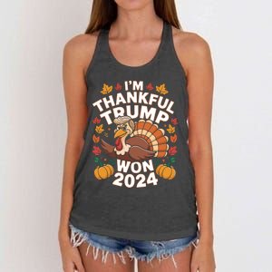 Funny Trump Thanksgiving IM Thankful Trump Won 2024 Vance Women's Knotted Racerback Tank