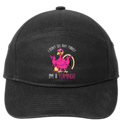Funny Thanksgiving Turkey Pink Flamingo Pun 7-Panel Snapback Hat