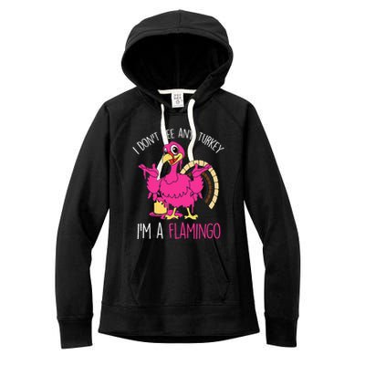 Funny Thanksgiving Turkey Pink Flamingo Pun Women's Fleece Hoodie