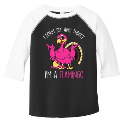 Funny Thanksgiving Turkey Pink Flamingo Pun Toddler Fine Jersey T-Shirt