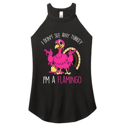 Funny Thanksgiving Turkey Pink Flamingo Pun Women's Perfect Tri Rocker Tank