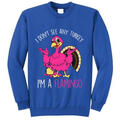Funny Thanksgiving Turkey Pink Flamingo Pun Sweatshirt