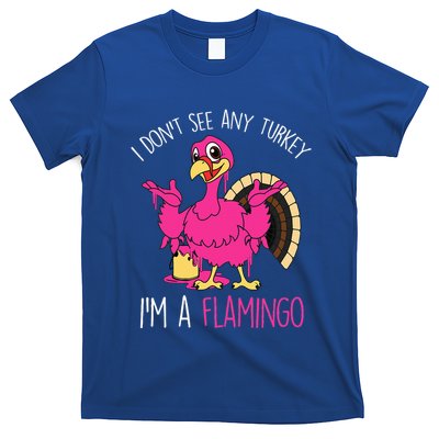 Funny Thanksgiving Turkey Pink Flamingo Pun T-Shirt