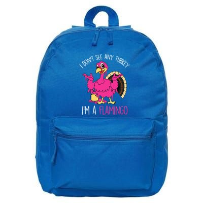 Funny Thanksgiving Turkey Pink Flamingo Pun 16 in Basic Backpack