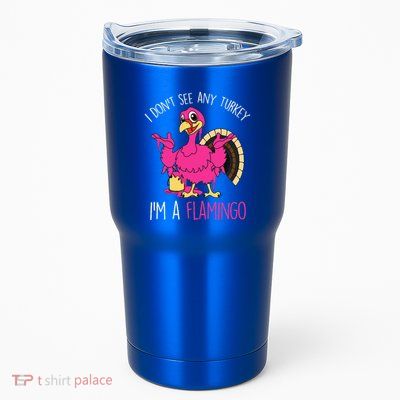 Funny Thanksgiving Turkey Pink Flamingo Pun Tumbler