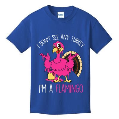 Funny Thanksgiving Turkey Pink Flamingo Pun Kids T-Shirt