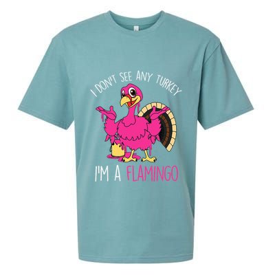 Funny Thanksgiving Turkey Pink Flamingo Pun Sueded Cloud Jersey T-Shirt