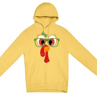 Funny Thanksgiving Turkey Face Sunglasses Brown Eyes Gift Premium Pullover Hoodie