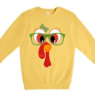 Funny Thanksgiving Turkey Face Sunglasses Brown Eyes Gift Premium Crewneck Sweatshirt