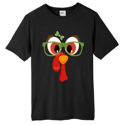 Funny Thanksgiving Turkey Face Sunglasses Brown Eyes Gift Tall Fusion ChromaSoft Performance T-Shirt