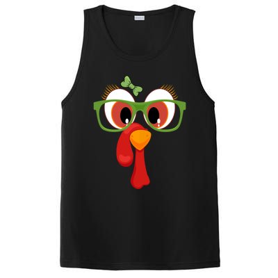 Funny Thanksgiving Turkey Face Sunglasses Brown Eyes Gift PosiCharge Competitor Tank