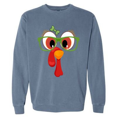 Funny Thanksgiving Turkey Face Sunglasses Brown Eyes Gift Garment-Dyed Sweatshirt