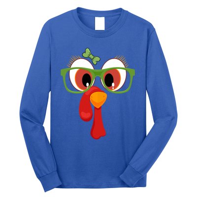 Funny Thanksgiving Turkey Face Sunglasses Brown Eyes Gift Long Sleeve Shirt