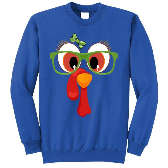 Funny Thanksgiving Turkey Face Sunglasses Brown Eyes Gift Sweatshirt