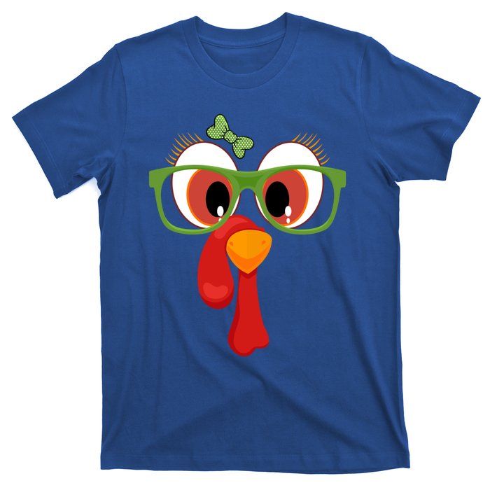 Funny Thanksgiving Turkey Face Sunglasses Brown Eyes Gift T-Shirt