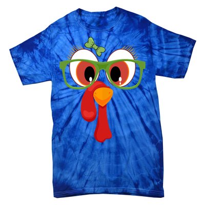 Funny Thanksgiving Turkey Face Sunglasses Brown Eyes Gift Tie-Dye T-Shirt