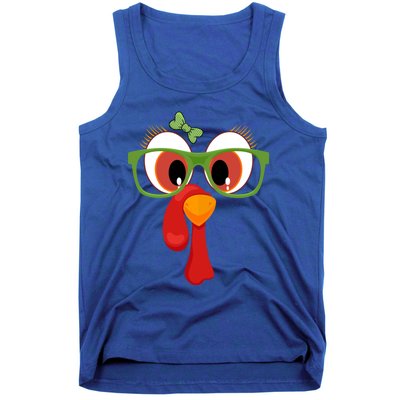 Funny Thanksgiving Turkey Face Sunglasses Brown Eyes Gift Tank Top