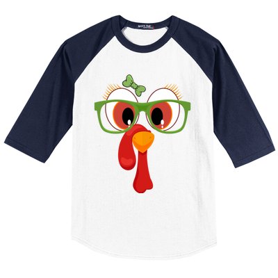 Funny Thanksgiving Turkey Face Sunglasses Brown Eyes Gift Baseball Sleeve Shirt