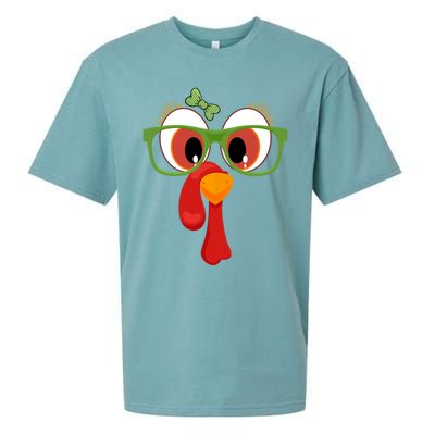 Funny Thanksgiving Turkey Face Sunglasses Brown Eyes Gift Sueded Cloud Jersey T-Shirt