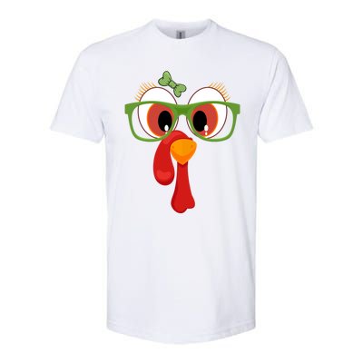 Funny Thanksgiving Turkey Face Sunglasses Brown Eyes Gift Softstyle® CVC T-Shirt