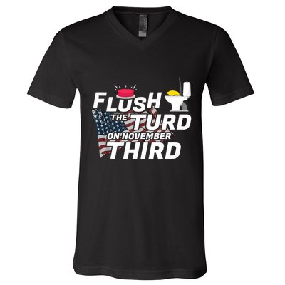 Flush The Turd On November Third Anti Trump Election Vote V-Neck T-Shirt