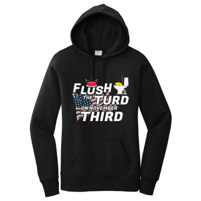 Flush The Turd On November Third Anti Trump Election Vote Women's Pullover Hoodie
