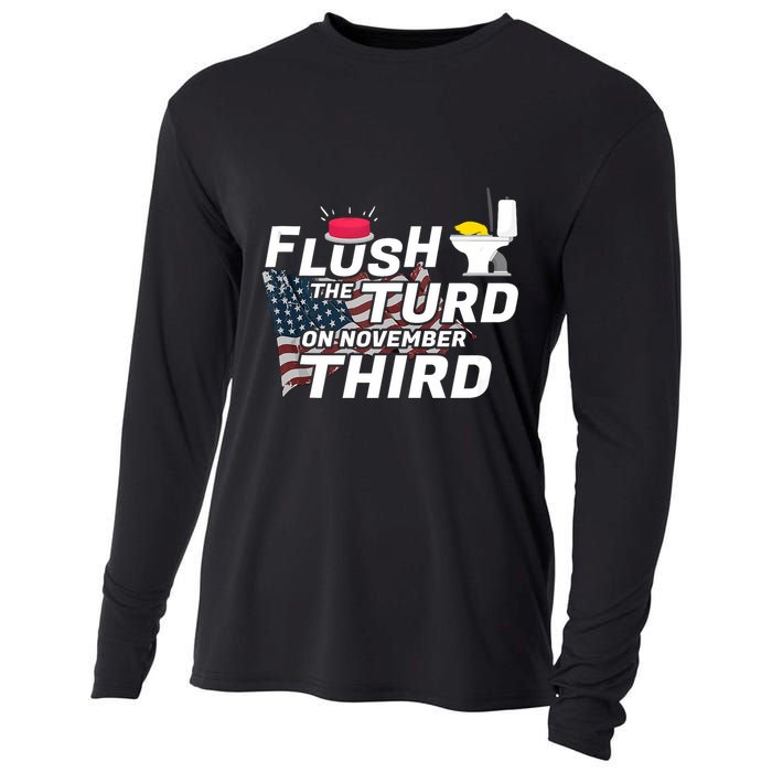 Flush The Turd On November Third Anti Trump Election Vote Cooling Performance Long Sleeve Crew