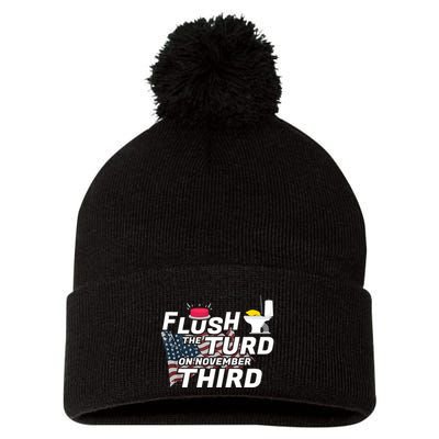Flush The Turd On November Third Anti Trump Election Vote Pom Pom 12in Knit Beanie