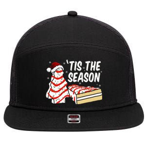 Funny Tis The Season Design Christmas Tree Cakes Debbie  7 Panel Mesh Trucker Snapback Hat