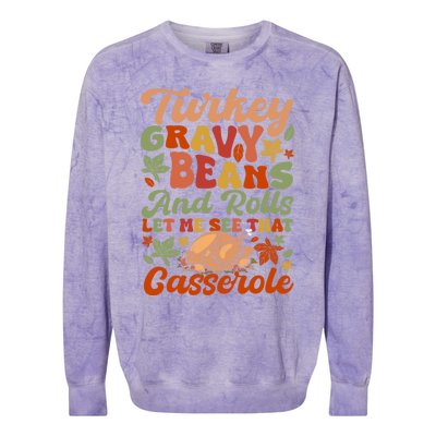 Funny Thanksgiving Turkey Gravy Beans And Rolls Gift Colorblast Crewneck Sweatshirt