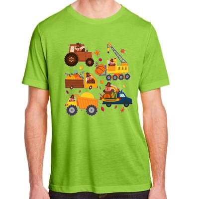 Funny Thanksgiving Turkeys Construction Vehicles Adult ChromaSoft Performance T-Shirt