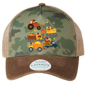 Funny Thanksgiving Turkeys Construction Vehicles Legacy Tie Dye Trucker Hat