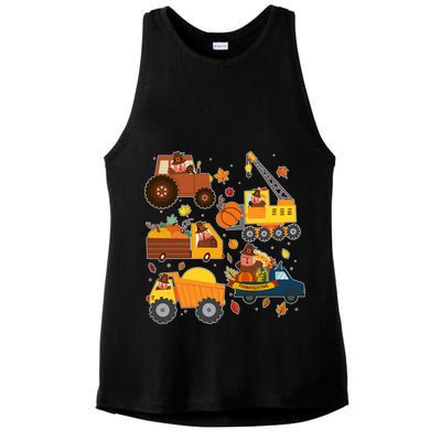 Funny Thanksgiving Turkeys Construction Vehicles Ladies PosiCharge Tri-Blend Wicking Tank