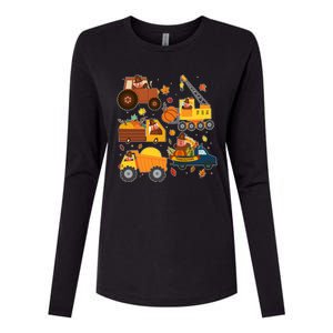 Funny Thanksgiving Turkeys Construction Vehicles Womens Cotton Relaxed Long Sleeve T-Shirt