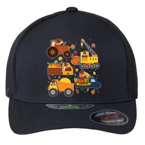 Funny Thanksgiving Turkeys Construction Vehicles Flexfit Unipanel Trucker Cap