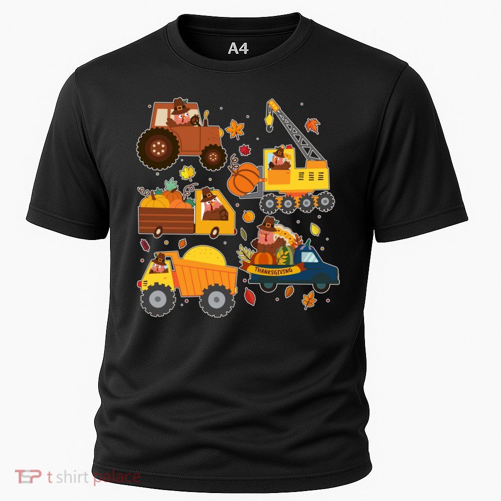 Funny Thanksgiving Turkeys Construction Vehicles Performance Shirt