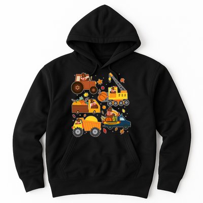 Funny Thanksgiving Turkeys Construction Vehicles Hoodie