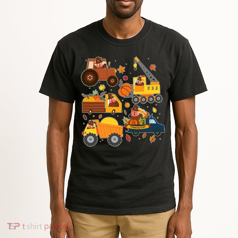 Funny Thanksgiving Turkeys Construction Vehicles Tall T-Shirt