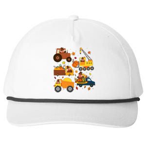 Funny Thanksgiving Turkeys Construction Vehicles Snapback Five-Panel Rope Hat