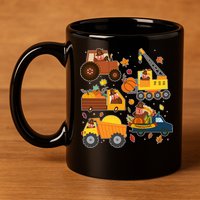 Funny Thanksgiving Turkeys Construction Vehicles 11oz C Handle Ceramic Mug