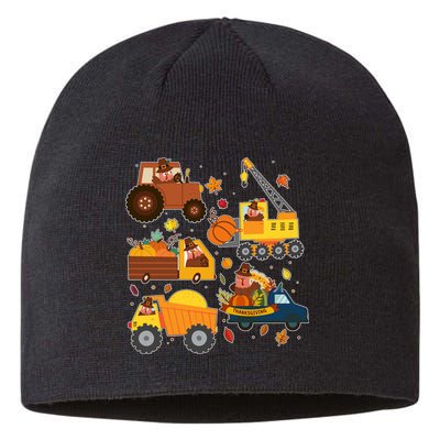 Funny Thanksgiving Turkeys Construction Vehicles Sustainable Beanie