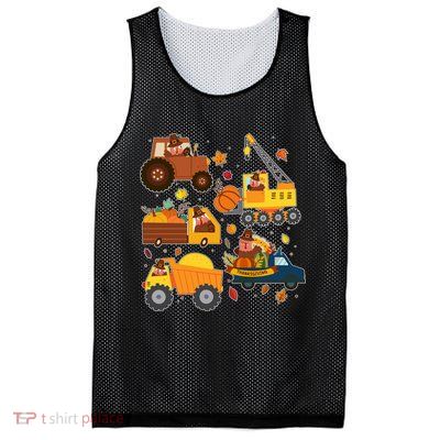 Funny Thanksgiving Turkeys Construction Vehicles Mesh Reversible Basketball Jersey Tank