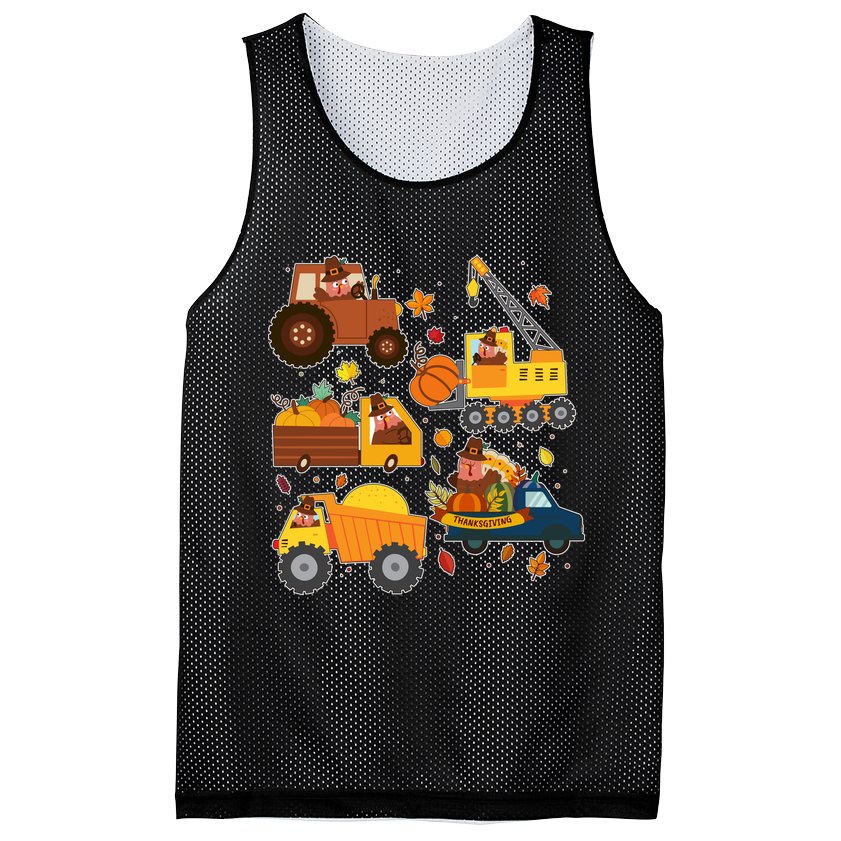 Funny Thanksgiving Turkeys Construction Vehicles Mesh Reversible Basketball Jersey Tank