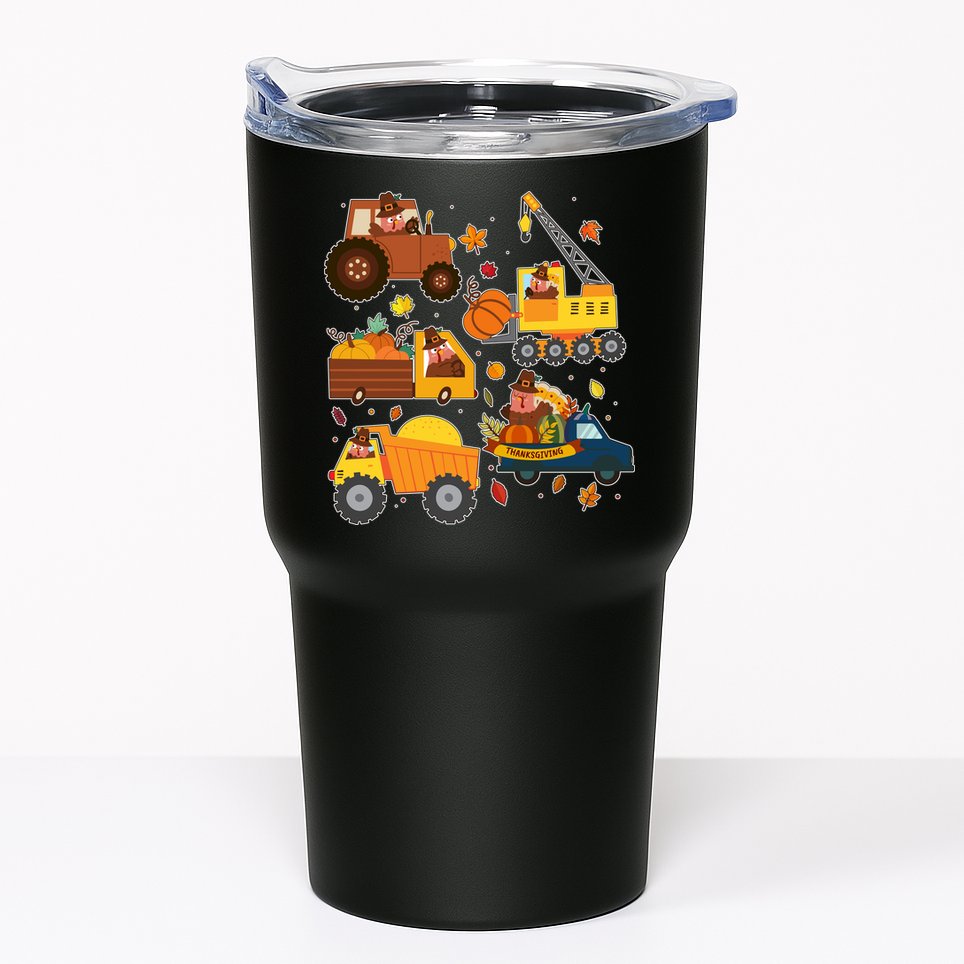 Funny Thanksgiving Turkeys Construction Vehicles Tumbler