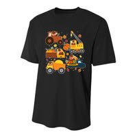 Funny Thanksgiving Turkeys Construction Vehicles Youth Performance Sprint T-Shirt