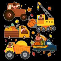 Funny Thanksgiving Turkeys Construction Vehicles Youth Performance Sprint T-Shirt